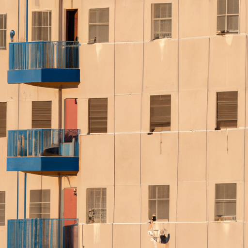 תמונה המתארת את החלק החיצוני של בניין דירות בישראל ללא מרחבים מוגנים גלויים.
