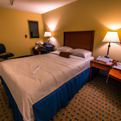 תמונה המציגה חדר מסודר, קומפקטי, אך מאובזר היטב במלון עסקים חסכוני