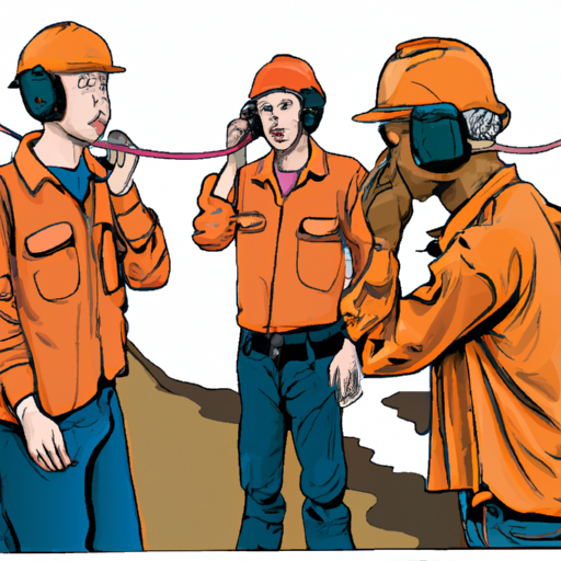 תמונה המציגה צוות של עובדי ביוב מתקשר ביעילות באמצעות מכשיר קשר.